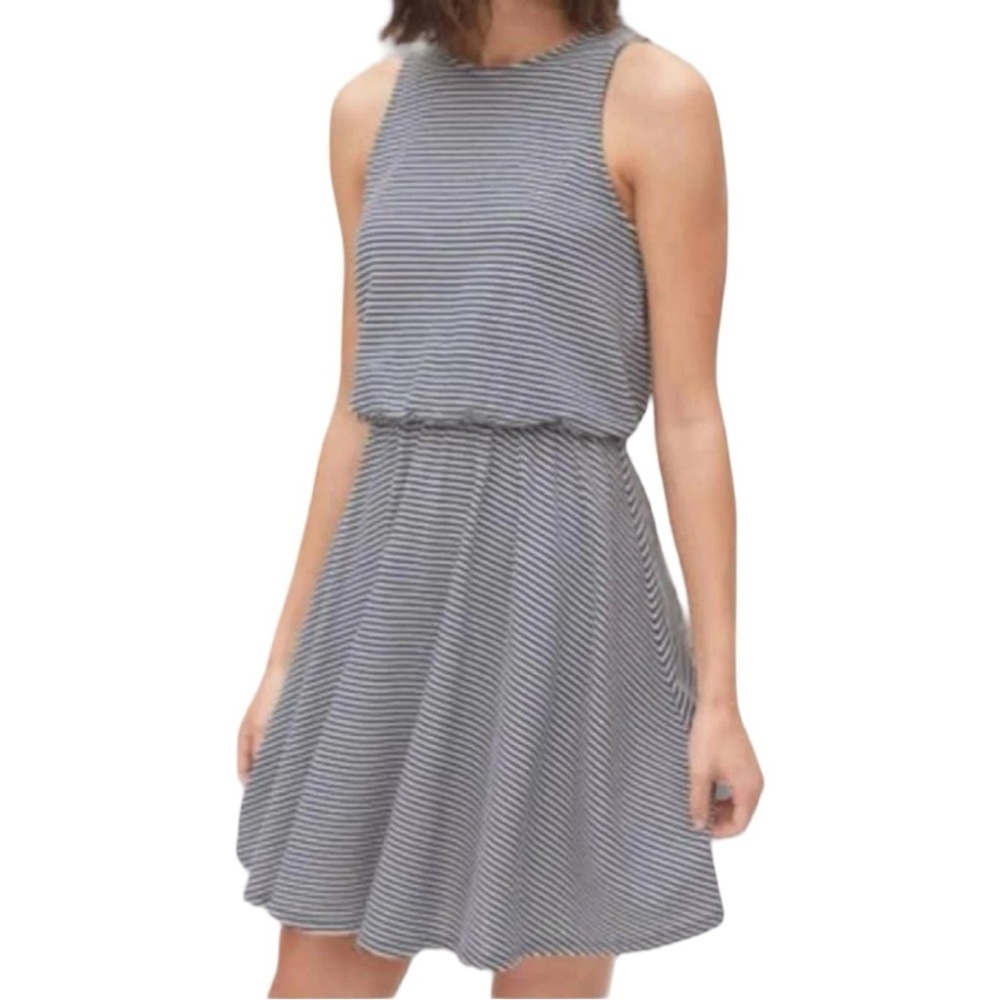 NWT Gap Midi Stripe Knit Dress Navy/White Large